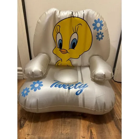 Vintage 1999 Looney Tunes Tweety Bird Kids Inflatable Chair Warner Brothers